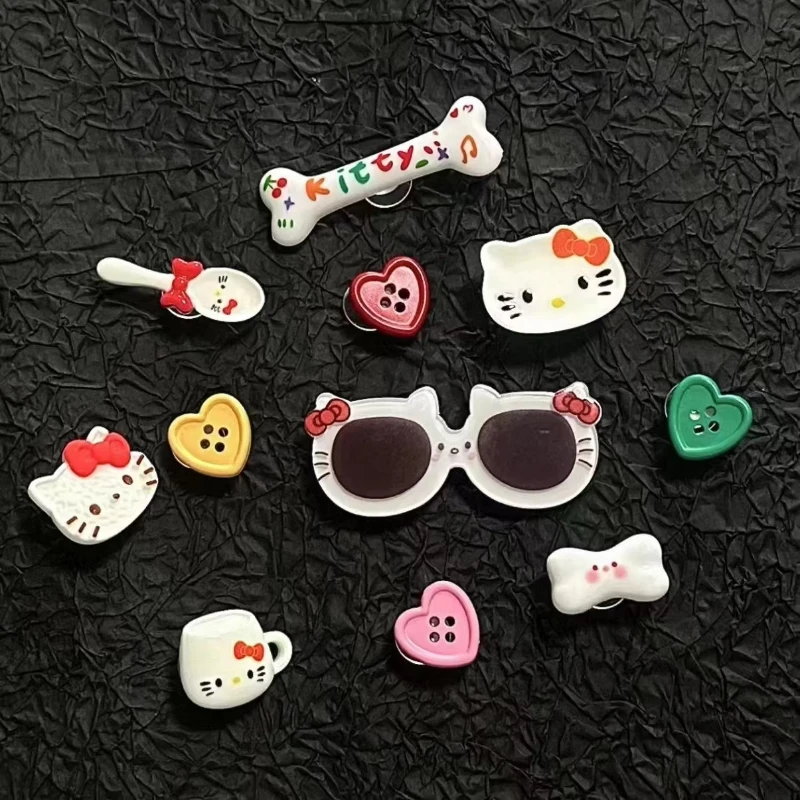 Cute Sunglasses Hello Kitty Plush Shoes Charms for Sandals & Slippers Accessories Xmas Party Girls Gift