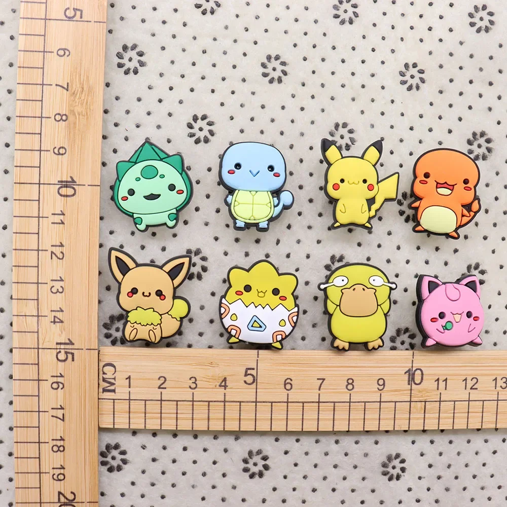 8-19pcs/set Pokemon Pikachu PVC Shoe Buckle Fit Wristbands DIY Charms Decorations Hole Kids Shoes Ornaments Party Gift