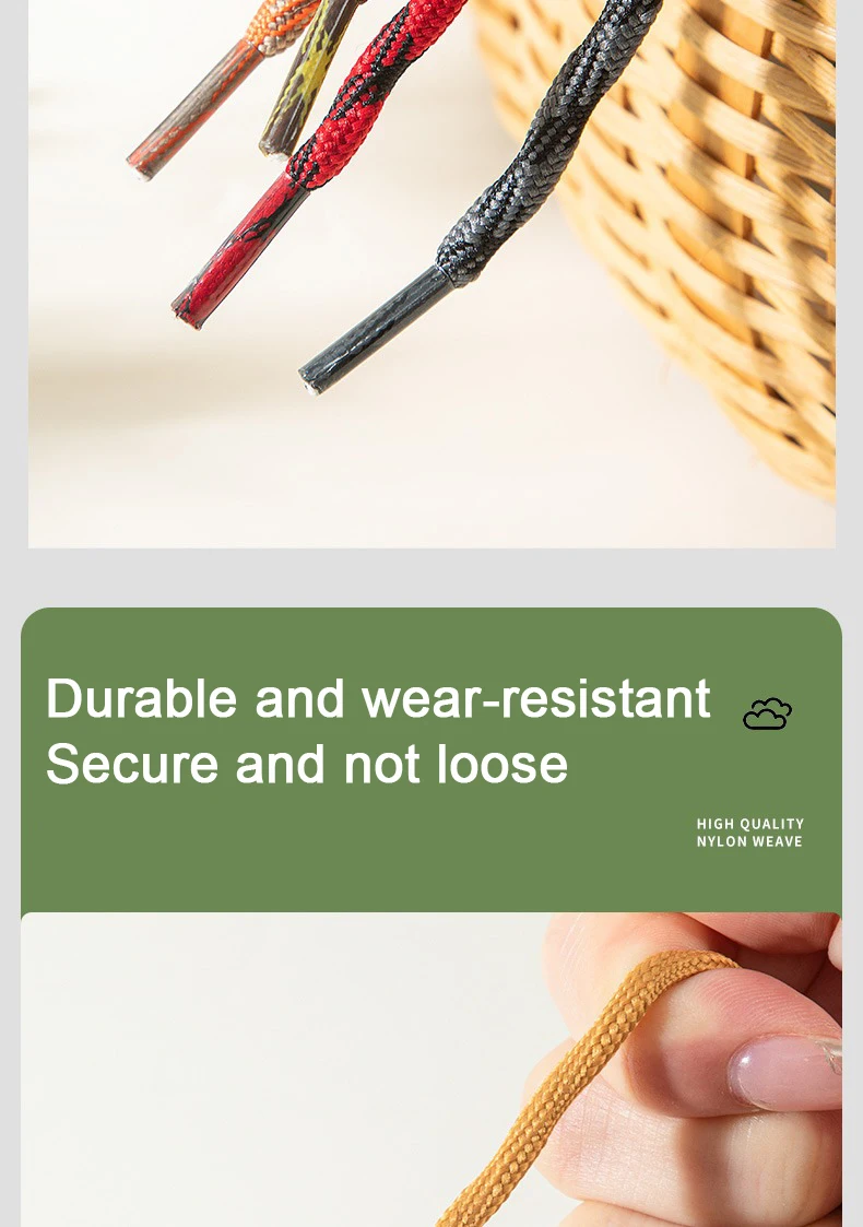 New Anti-Slip Durable Sports Shoe Laces for Outdoor Heavy-Duty Use Double Spherical Cross Woven Mountaineering Shoelaces