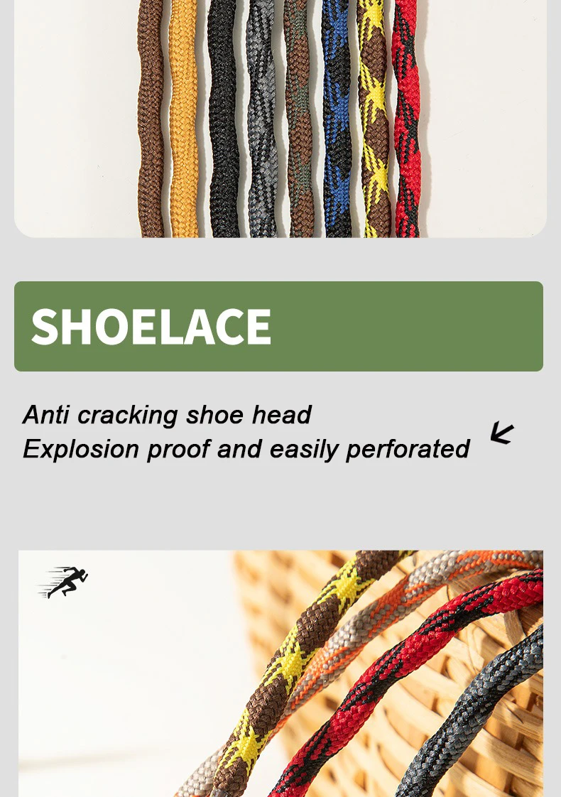 New Anti-Slip Durable Sports Shoe Laces for Outdoor Heavy-Duty Use Double Spherical Cross Woven Mountaineering Shoelaces