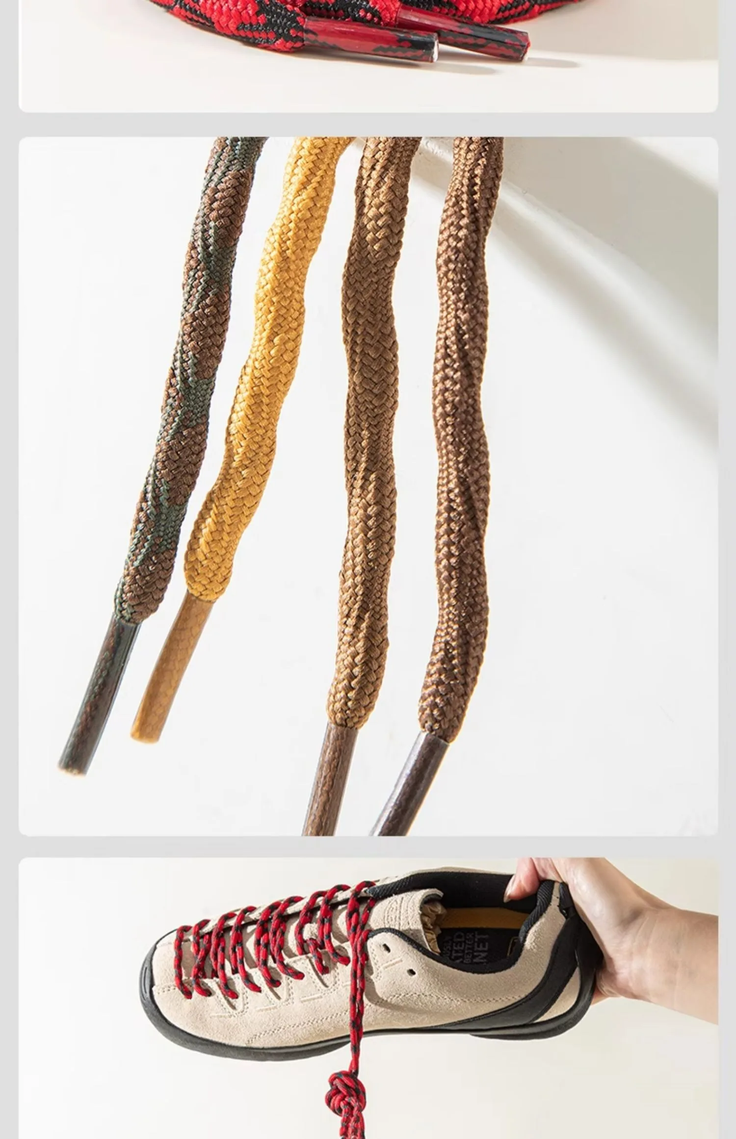 New Anti-Slip Durable Sports Shoe Laces for Outdoor Heavy-Duty Use Double Spherical Cross Woven Mountaineering Shoelaces