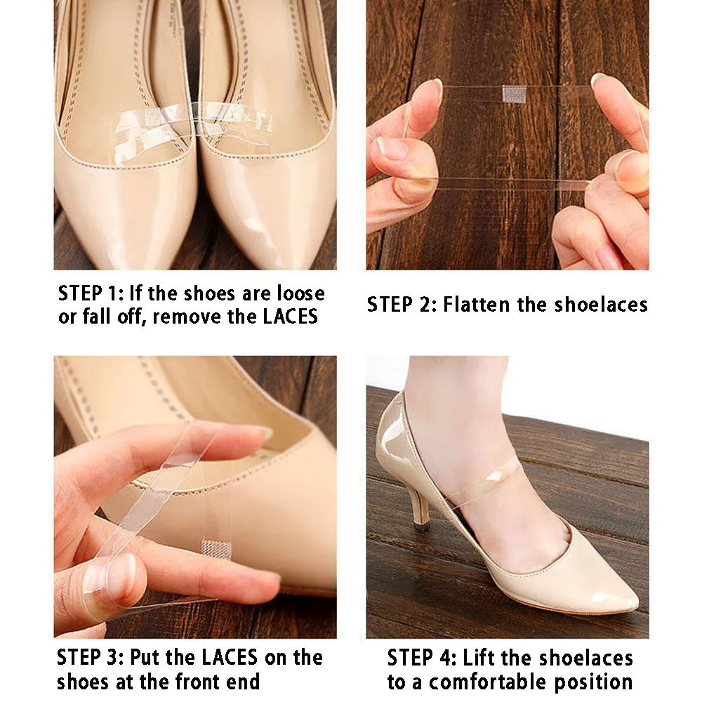 2 pairs Invisible Elastic Silicone Transparent Shoelaces for High Heel Shoes Fashion Design High Quality Straps Ankle Shoelace