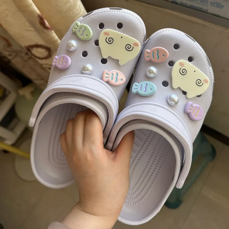 12 Pcs Cute Cat Shoes Charm Fish Hole Shoes Charms Accessories DIY Clogs Shoes Decoration Garden Shoe Decoration Girls Gifts