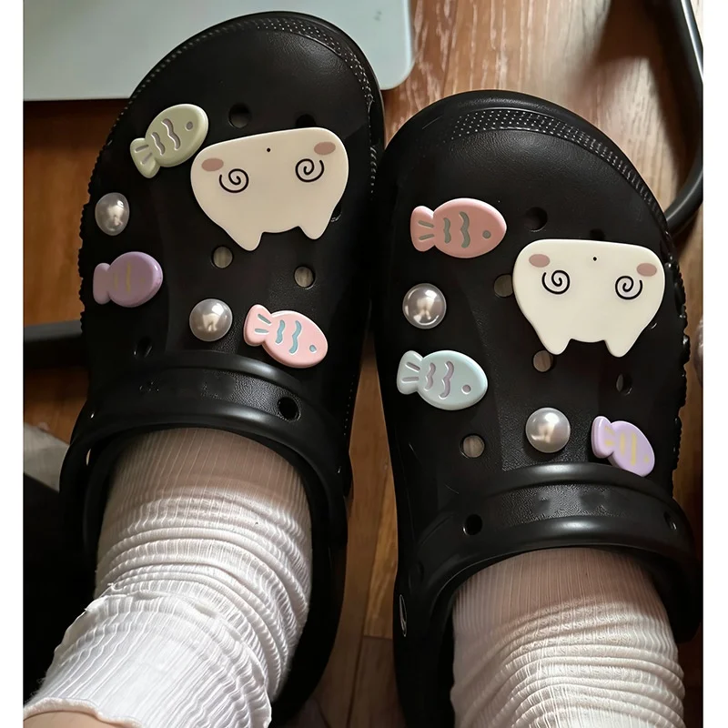 12 Pcs Cute Cat Shoes Charm Fish Hole Shoes Charms Accessories DIY Clogs Shoes Decoration Garden Shoe Decoration Girls Gifts