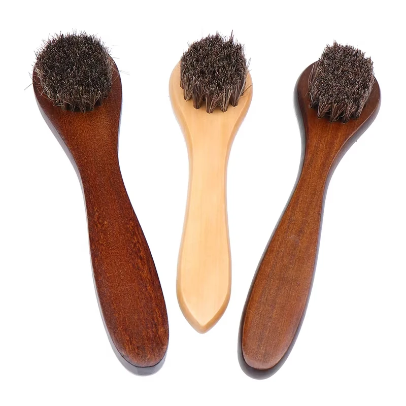 Mirror Shine Shoe Polish Wax Neutral Leather Care Paste Wooden Handle Horsehair Dauber Brush for Boots Cleaning