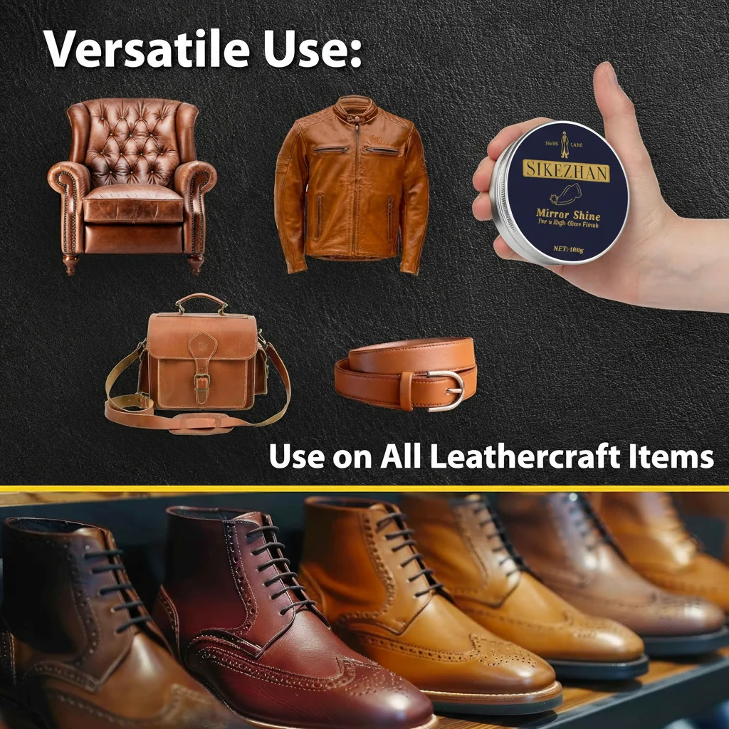 Mirror Shine Shoe Polish Wax Neutral Leather Care Paste Wooden Handle Horsehair Dauber Brush for Boots Cleaning