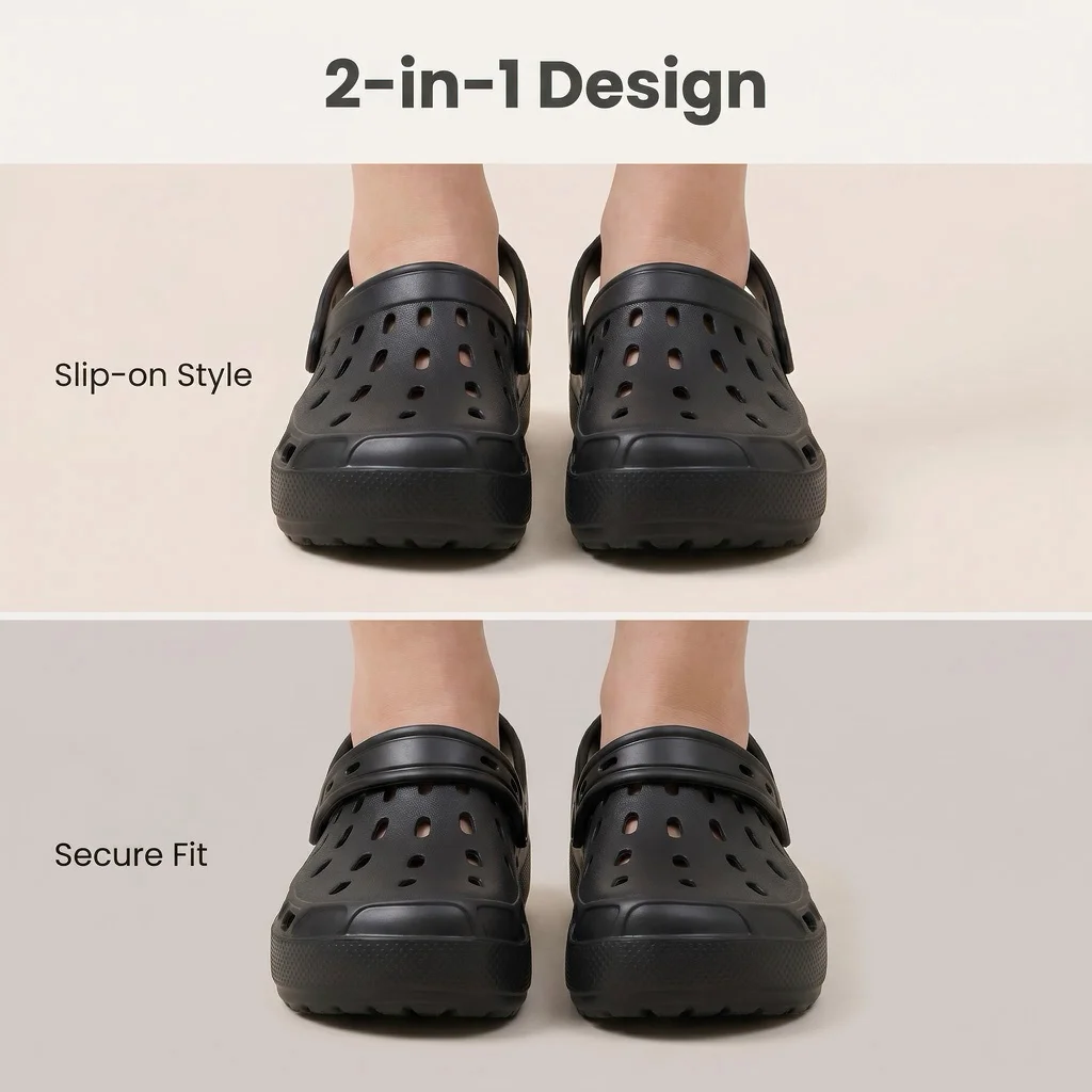 Lightweight Men EVA Slides Solid Color Breathable Hollow Slippers for Travel Beach Daily Home Use