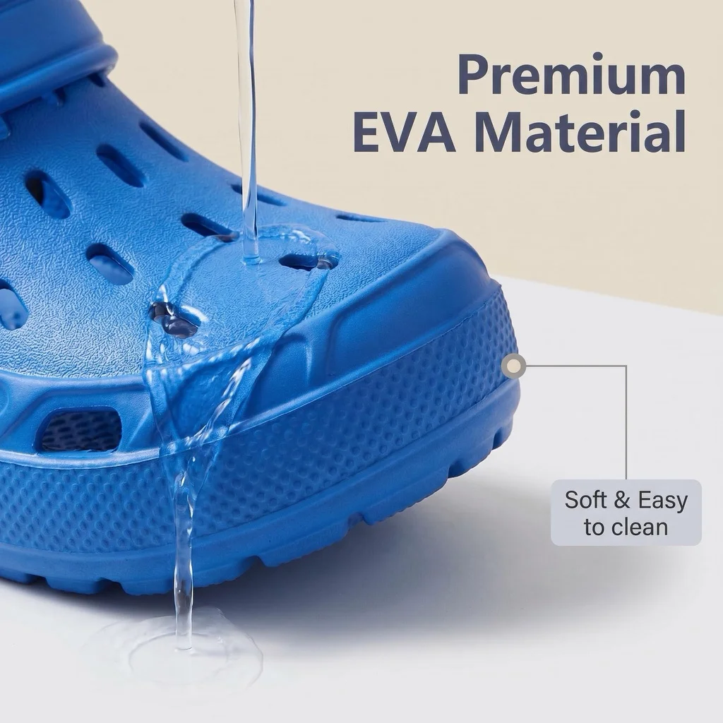 Lightweight Men EVA Slides Solid Color Breathable Hollow Slippers for Travel Beach Daily Home Use