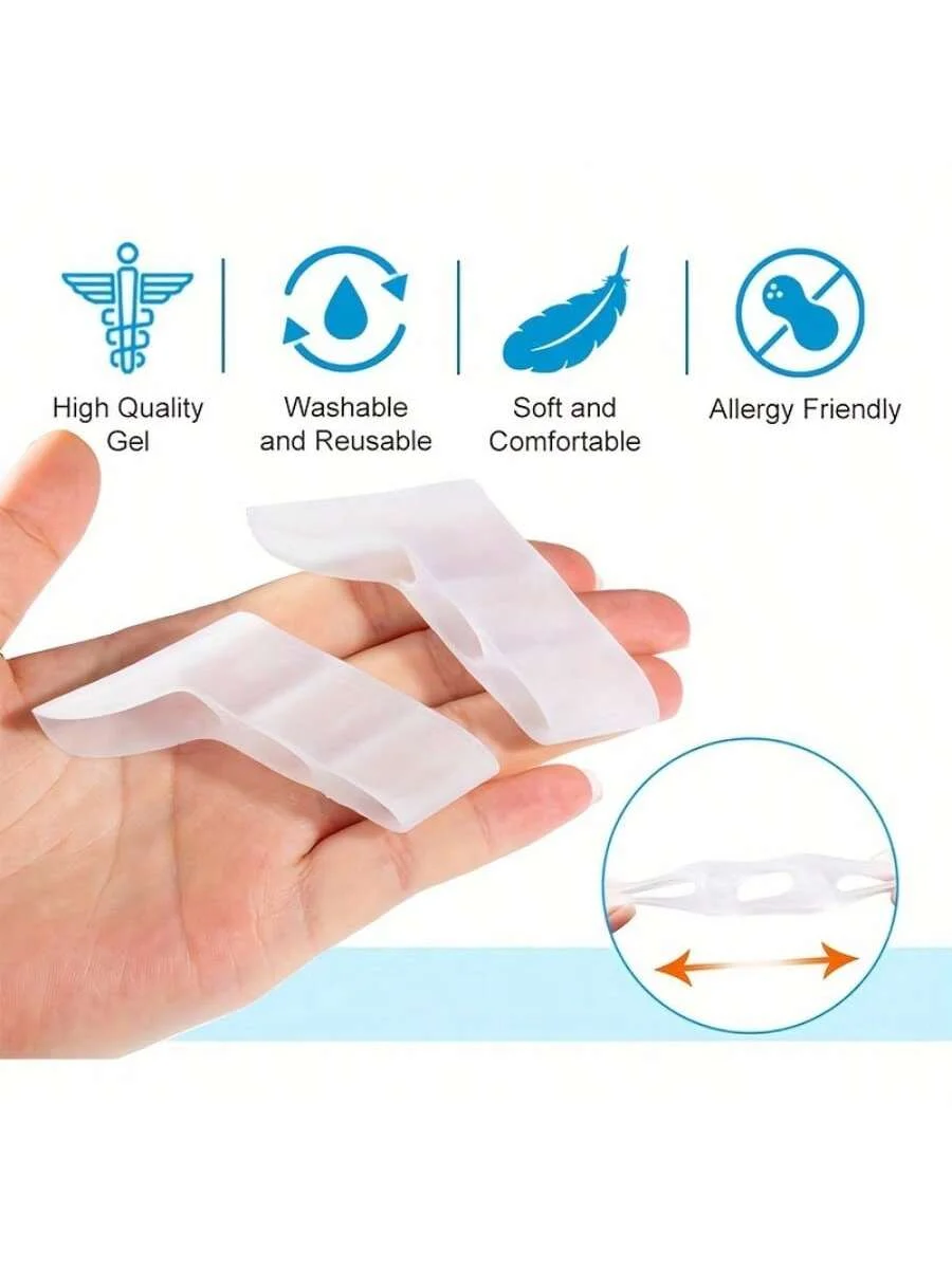 2Pcs Transparent Silicone Toe Covers with Three Holes, Anti-Friction, Anti-Blister, Suitable for Day and Night Use