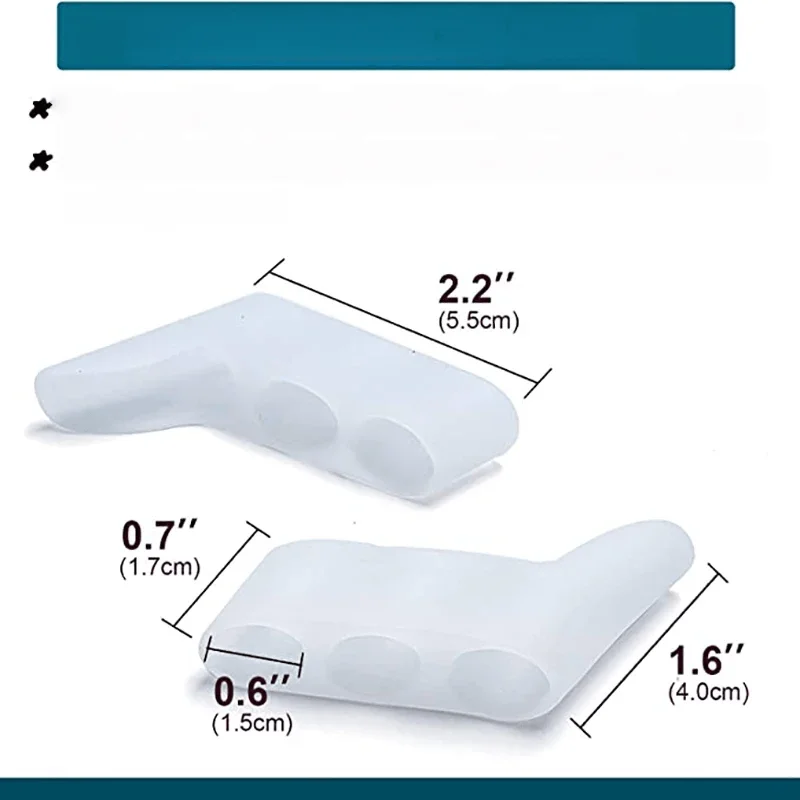 2Pcs Transparent Silicone Toe Covers with Three Holes, Anti-Friction, Anti-Blister, Suitable for Day and Night Use