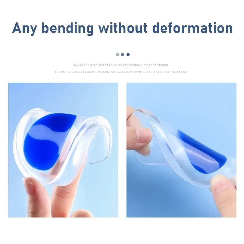 1Pair Silicone Gel Heel Insoles for Plantar Fasciitis Heel Spur U-shaped Pain Relief Protective Inserts Soft Pads for Men Women