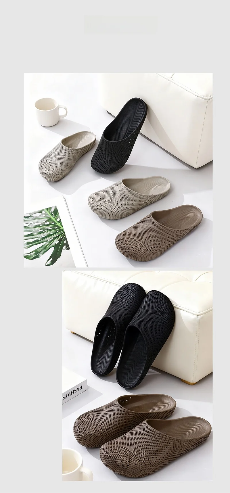 Men's Summer Breathable Clogs, Anti-Slip Outdoor Slip-On Sandals, Half-Cover Casual Work Shoes with Holes