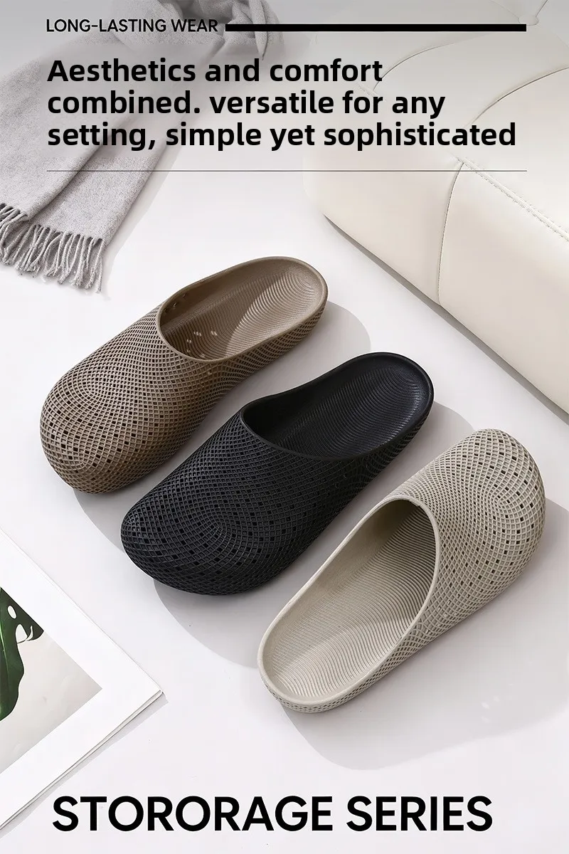 Men's Summer Breathable Clogs, Anti-Slip Outdoor Slip-On Sandals, Half-Cover Casual Work Shoes with Holes