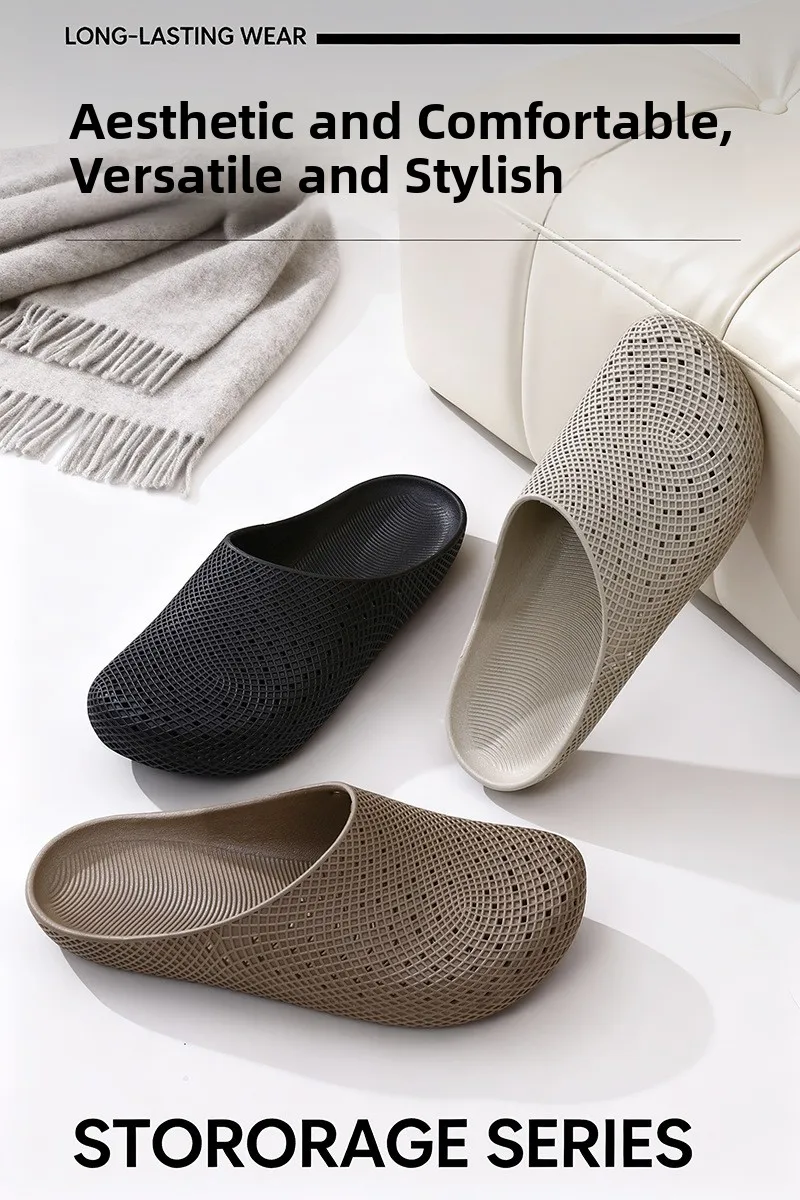 Men's Summer Breathable Clogs, Anti-Slip Outdoor Slip-On Sandals, Half-Cover Casual Work Shoes with Holes