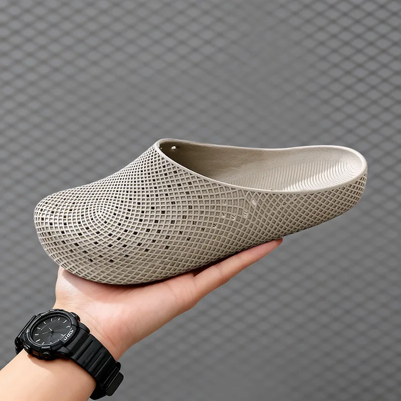 Men's Summer Breathable Clogs, Anti-Slip Outdoor Slip-On Sandals, Half-Cover Casual Work Shoes with Holes