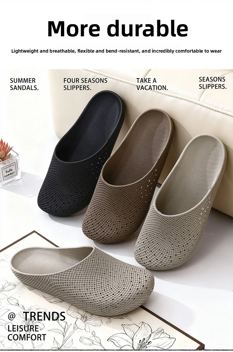 Men's Summer Breathable Clogs, Anti-Slip Outdoor Slip-On Sandals, Half-Cover Casual Work Shoes with Holes