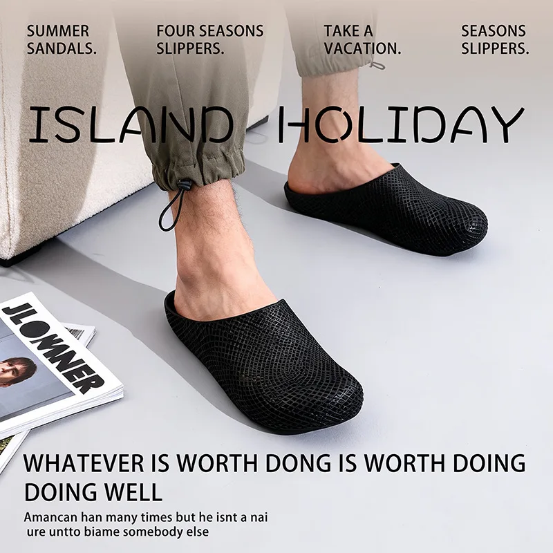 Men's Summer Breathable Clogs, Anti-Slip Outdoor Slip-On Sandals, Half-Cover Casual Work Shoes with Holes
