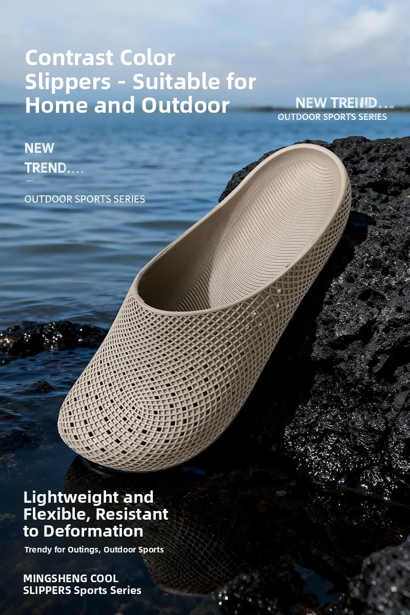 Men's Summer Breathable Clogs, Anti-Slip Outdoor Slip-On Sandals, Half-Cover Casual Work Shoes with Holes