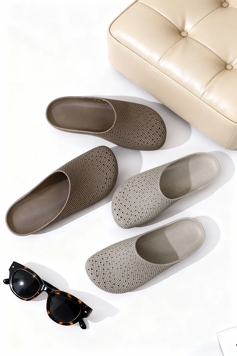 Men's Summer Breathable Clogs, Anti-Slip Outdoor Slip-On Sandals, Half-Cover Casual Work Shoes with Holes