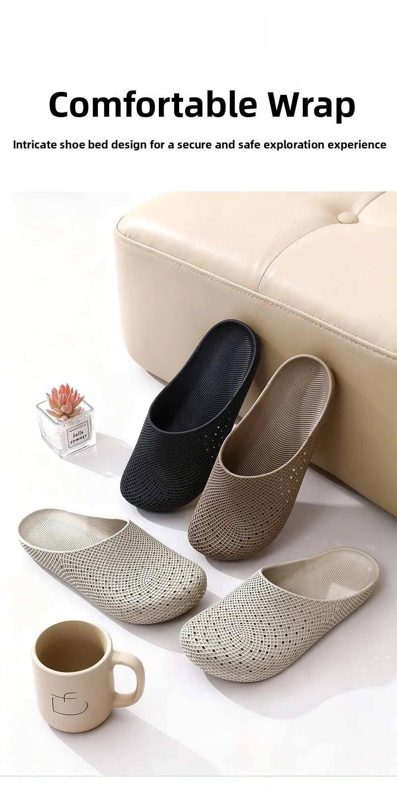 Men's Summer Breathable Clogs, Anti-Slip Outdoor Slip-On Sandals, Half-Cover Casual Work Shoes with Holes