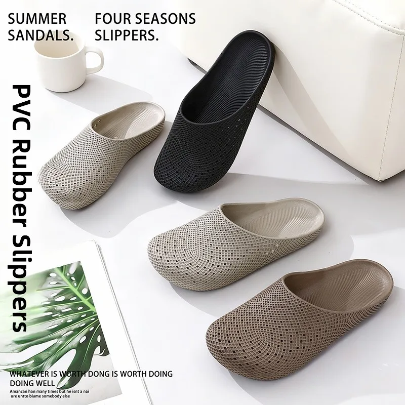 Men's Summer Breathable Clogs, Anti-Slip Outdoor Slip-On Sandals, Half-Cover Casual Work Shoes with Holes