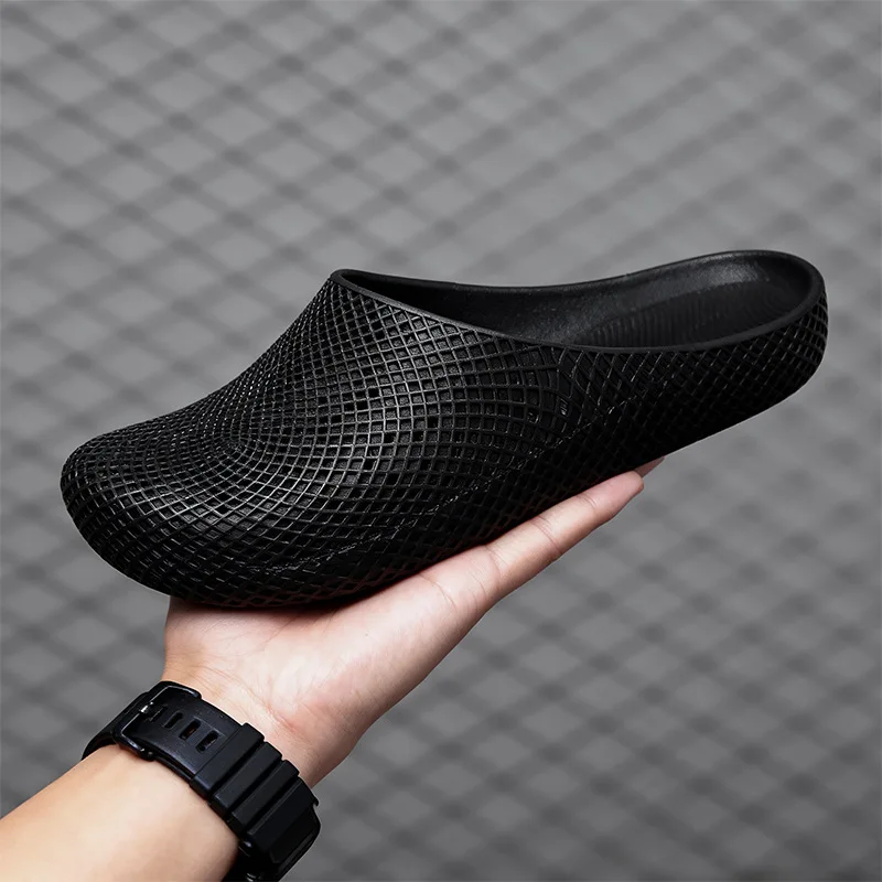 Men's Summer Breathable Clogs, Anti-Slip Outdoor Slip-On Sandals, Half-Cover Casual Work Shoes with Holes