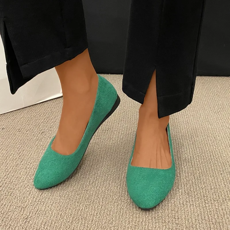 Fashion new coat Solid color large light mouth women's suede comfortable flat shoes women's Zapatos De Mujer