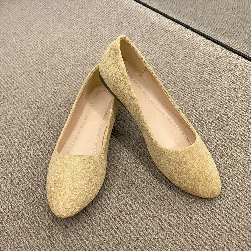 Fashion new coat Solid color large light mouth women's suede comfortable flat shoes women's Zapatos De Mujer