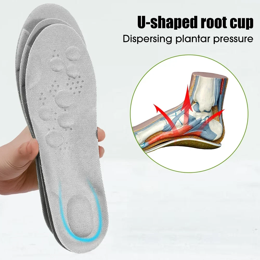 4D Sport Insoles for Men Women Soft High Elasticity Insole Running Shoes Pad Deodorant Orthopedic Arch Support Insert Cushion