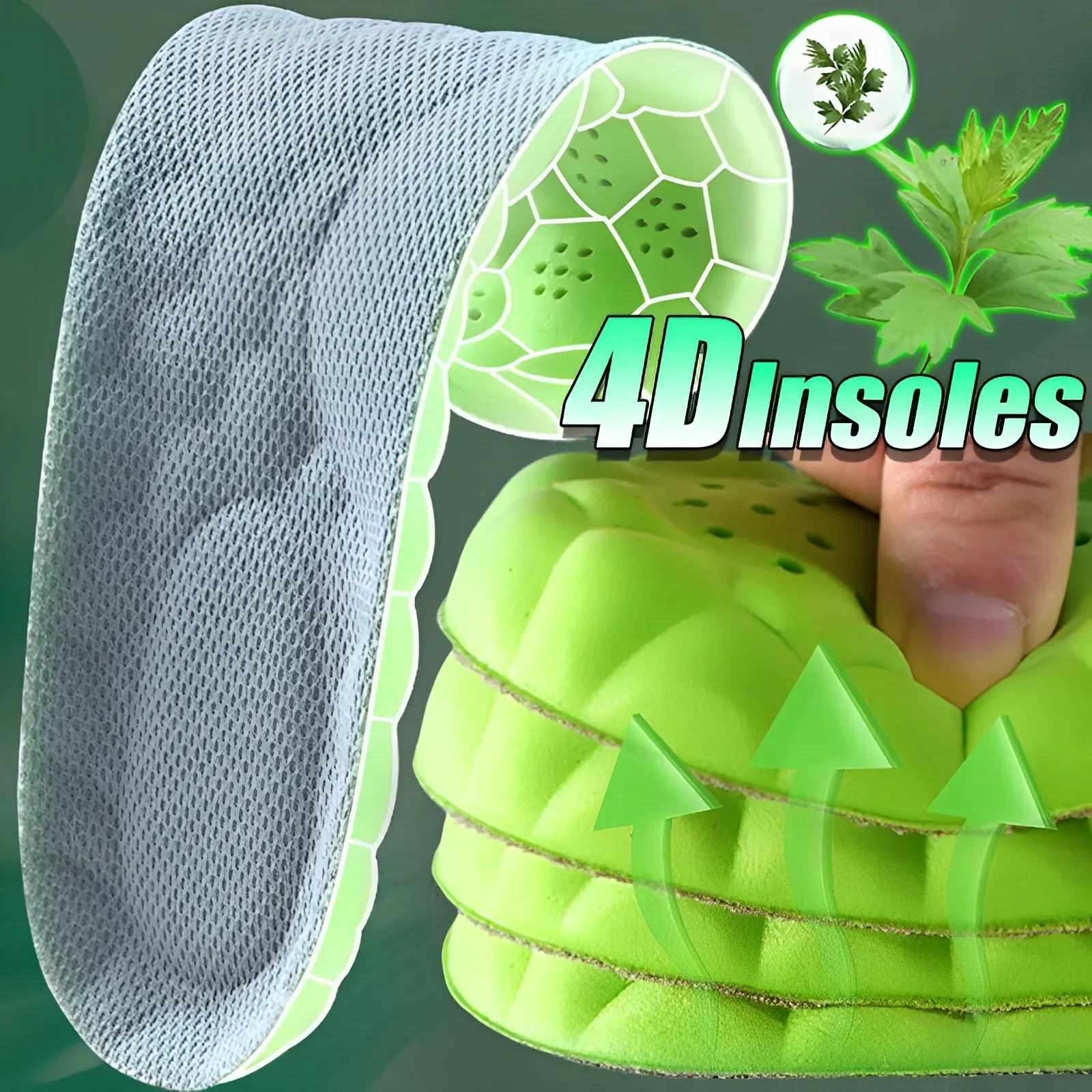 4D Sport Insoles for Men Women Soft High Elasticity Insole Running Shoes Pad Deodorant Orthopedic Arch Support Insert Cushion