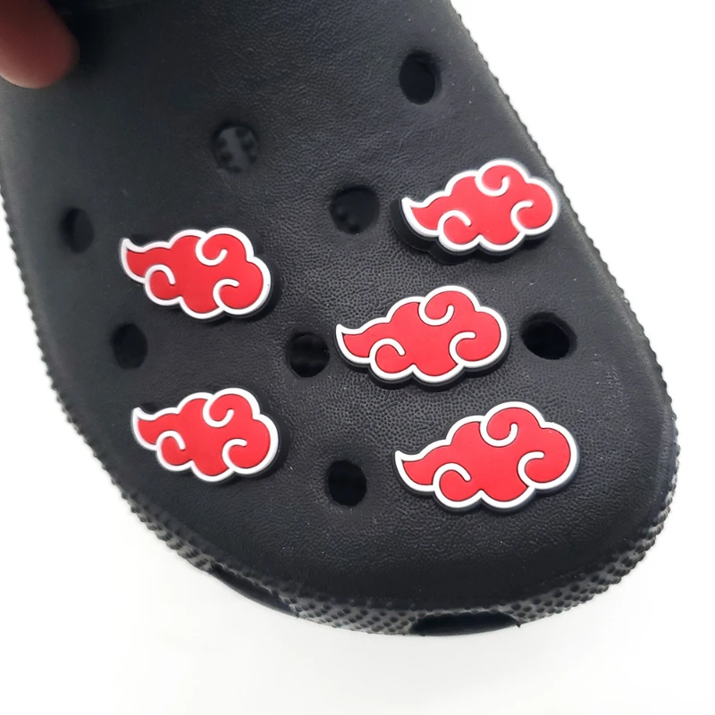 Cool Anime Red Cloud Shoe Charms Ninja PVC Clog Sandal Decorations Fashion DIY Shoe Accessories for Party Gifts Favors