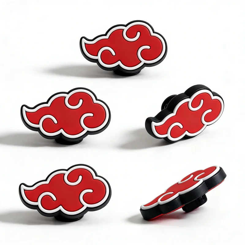 Cool Anime Red Cloud Shoe Charms Ninja PVC Clog Sandal Decorations Fashion DIY Shoe Accessories for Party Gifts Favors