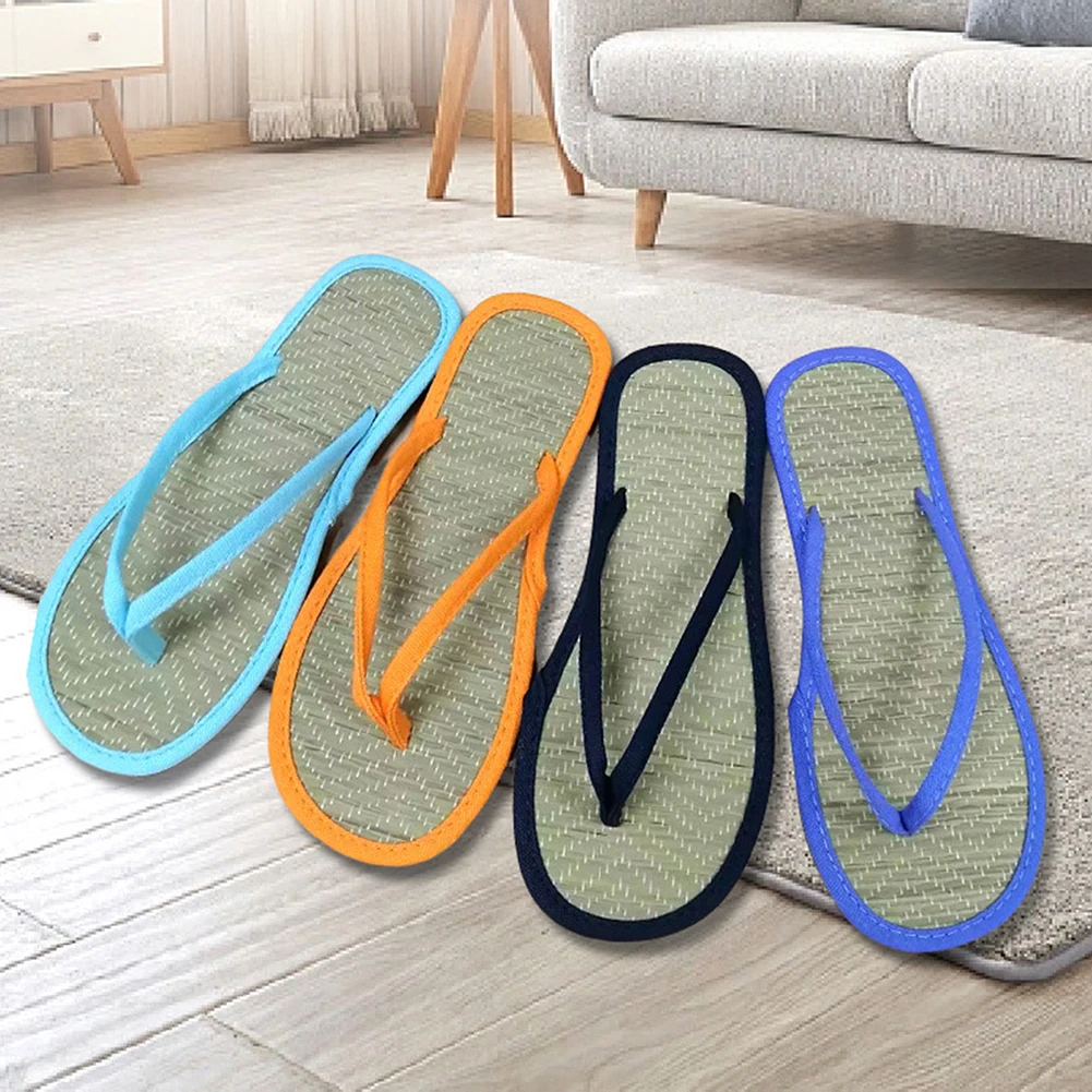 Breathable Summer Sandals,Rattan Sandals For Home/Outdoor Wear,Unisex Summer Flat Bottomed Straw Mat Slippers,For Casual Walk