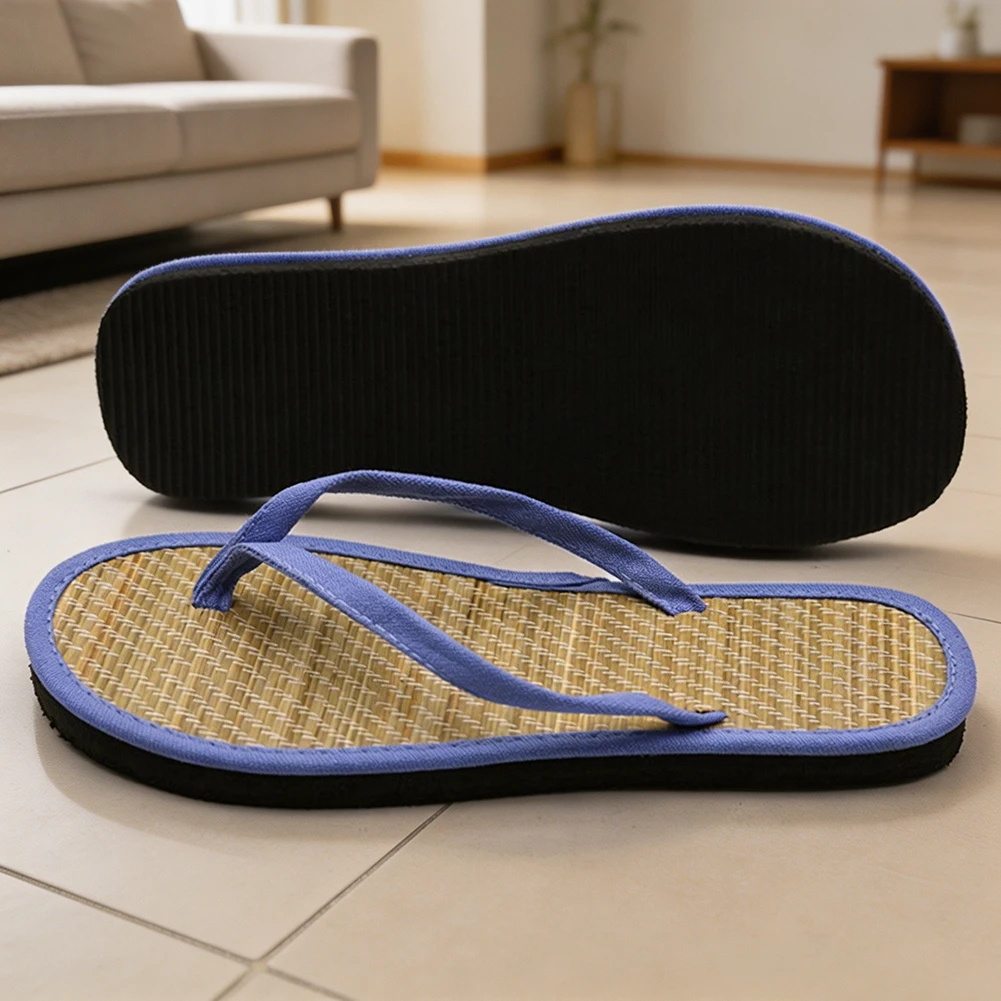 Breathable Summer Sandals,Rattan Sandals For Home/Outdoor Wear,Unisex Summer Flat Bottomed Straw Mat Slippers,For Casual Walk
