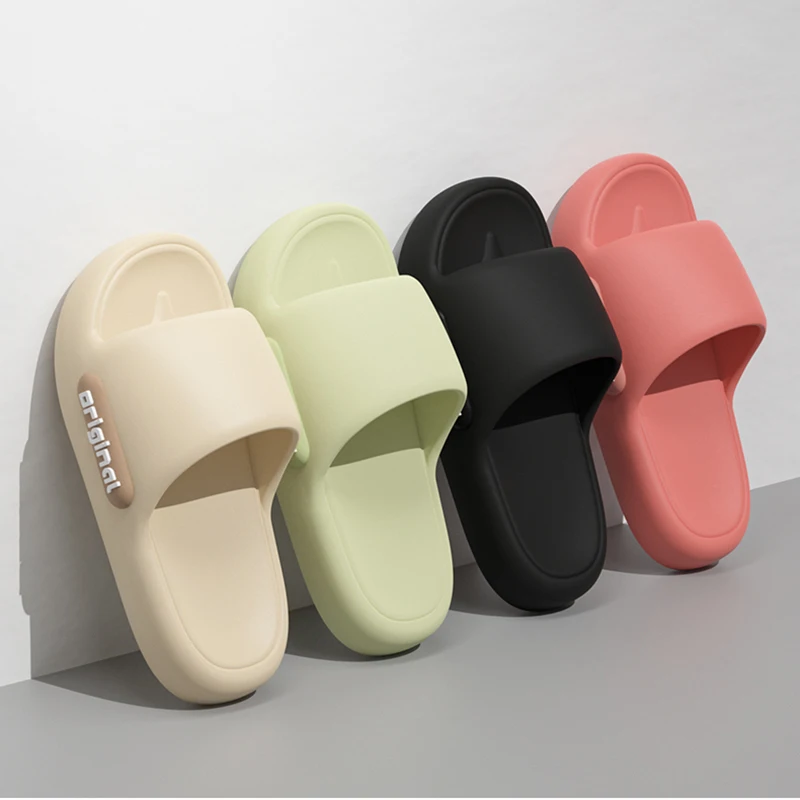 Women Fashion Platform Sandals Thick Bottom Cloud Slippers Letter Print Soft Sole Comfortable Beach Pillow Slides
