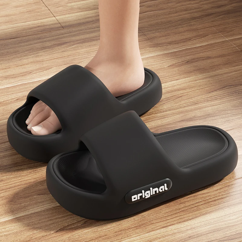 Women Fashion Platform Sandals Thick Bottom Cloud Slippers Letter Print Soft Sole Comfortable Beach Pillow Slides