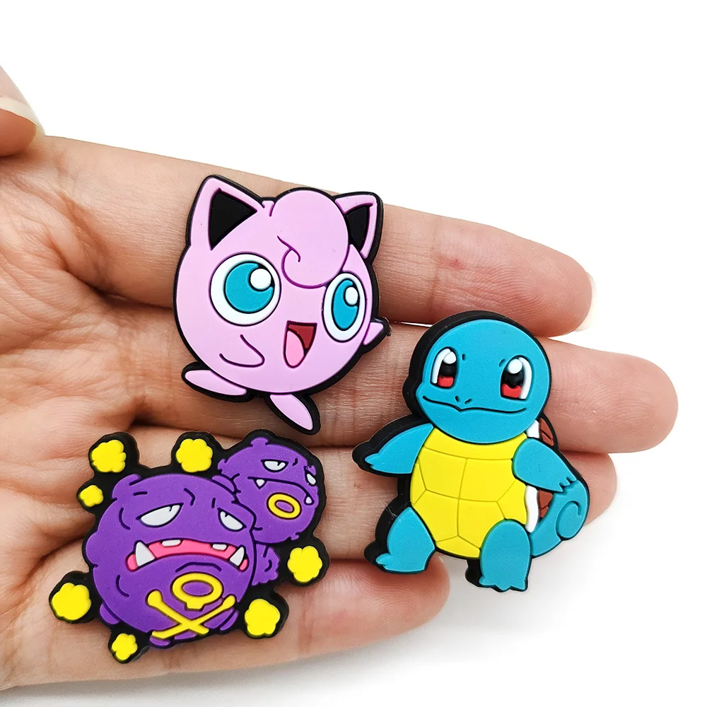 Hot Toys 1/100PCS Cartoon Pokemon Pikachu Shoe Charms Accessories Decorations PVC Classic Clog Buckle for Kids Party Xmas Gifts