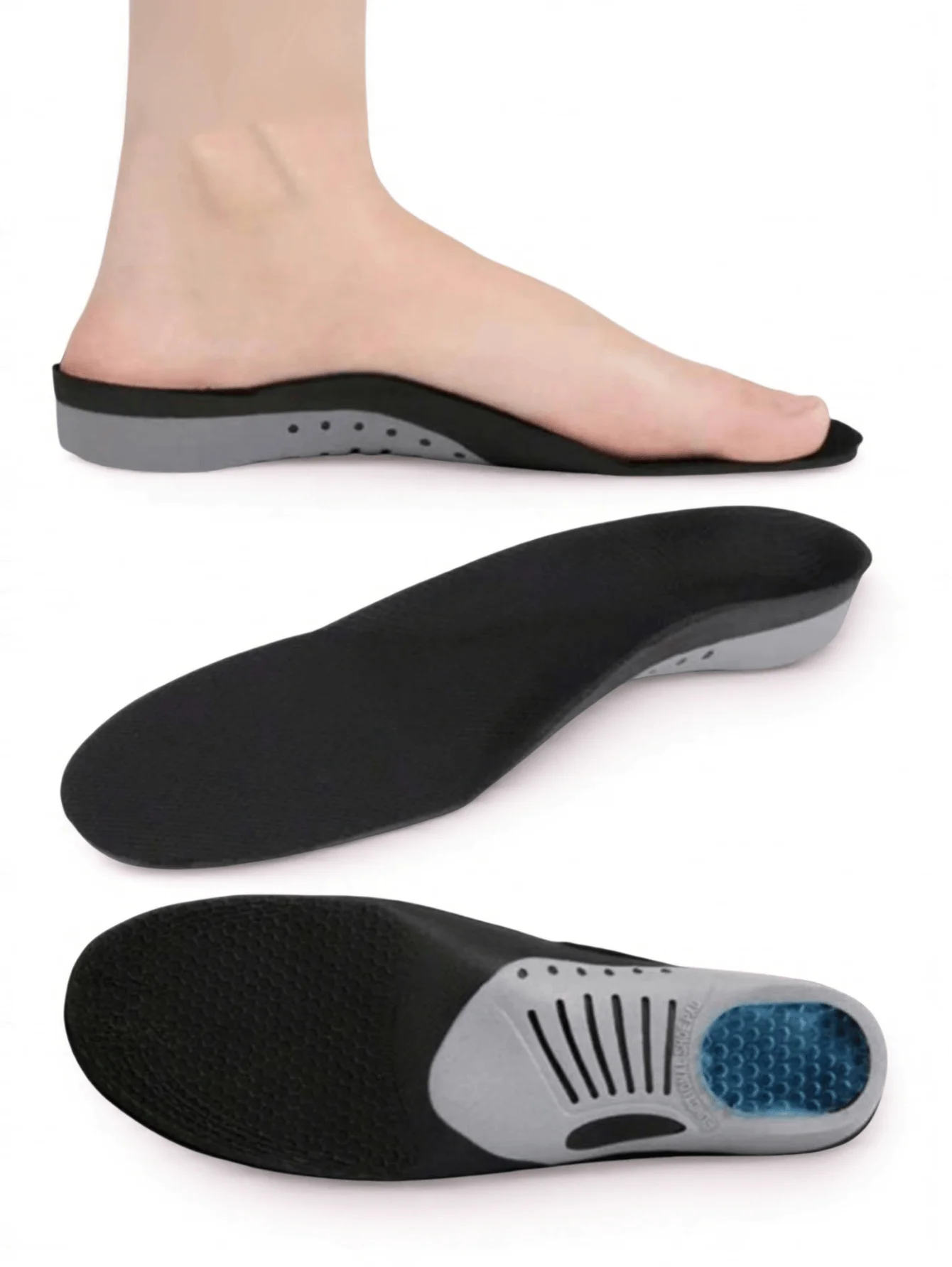 1 Pair Plantar Fasciitis Orthopedic Insoles Arch Support Gel Comfort Insoles Sports Running Insoles Suitable for Men and Women