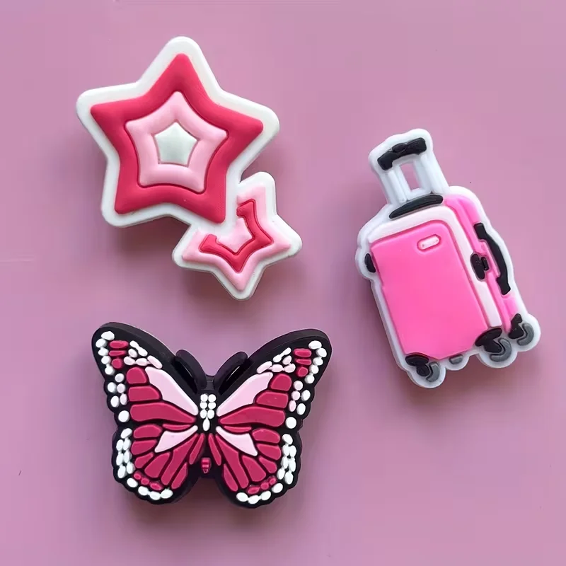 10/20/50 Sets of Randomly Mixed Pink Shoe Decorations, Pink Shoe Decoration Sets - Creative Street Style Shoe Decorations