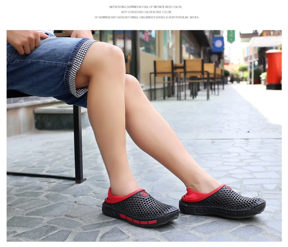Men's and Women's Summer Sandals Clogs Casual Round Toe Slip on Outdoor Geometric Pattern Anti-slip Beach Hole Shoes Plus 46 47