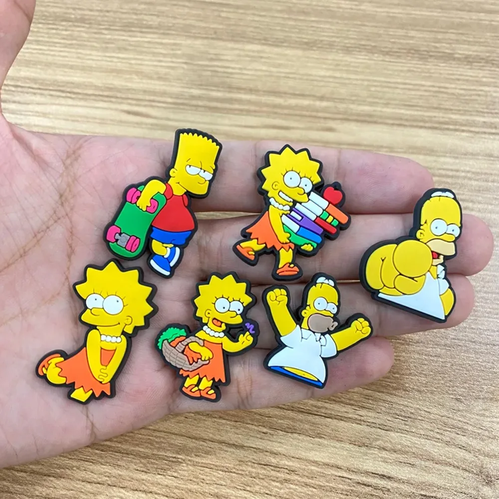 MINISO 18pcs Simpson Shoe Charms Decoration Anime Cute Sandals Shoes Accessories PVC Badges for Male and Female Children Gifs