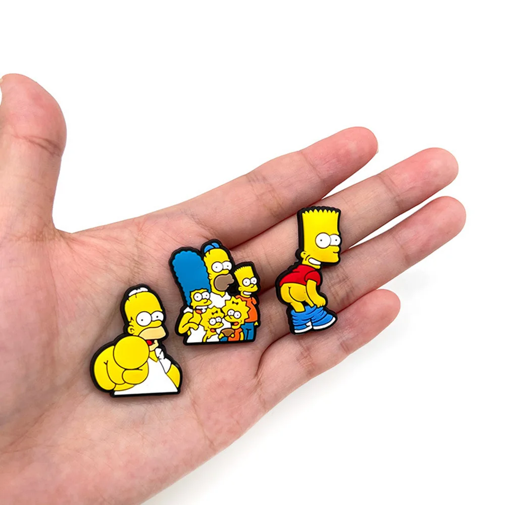 MINISO 18pcs Simpson Shoe Charms Decoration Anime Cute Sandals Shoes Accessories PVC Badges for Male and Female Children Gifs