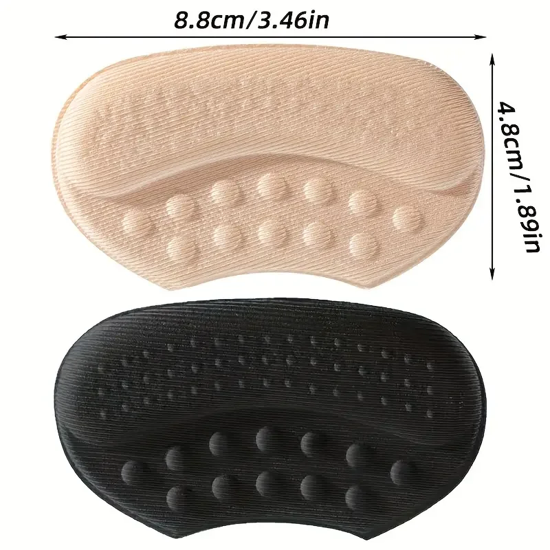 4PCS Self-Adhesive Heel Cushions - Beige/Black/Brown, Anti-Slip & Blister Prevention for Loose Shoes