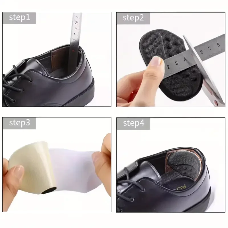 4PCS Self-Adhesive Heel Cushions - Beige/Black/Brown, Anti-Slip & Blister Prevention for Loose Shoes