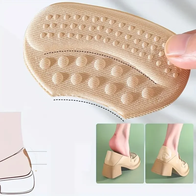 4PCS Self-Adhesive Heel Cushions - Beige/Black/Brown, Anti-Slip & Blister Prevention for Loose Shoes