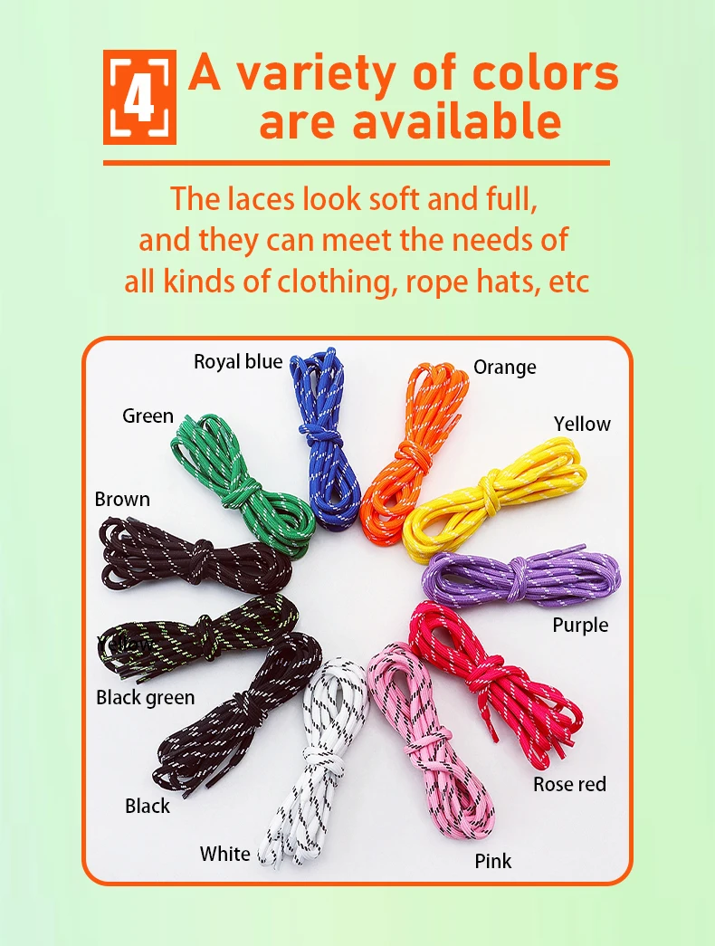 5mm Thick Round Shoelace Outdoor Sports Laces Sneaker Basketball Shoe Laces Length 100/120/140/160cm Shoe Accessories 1Pair