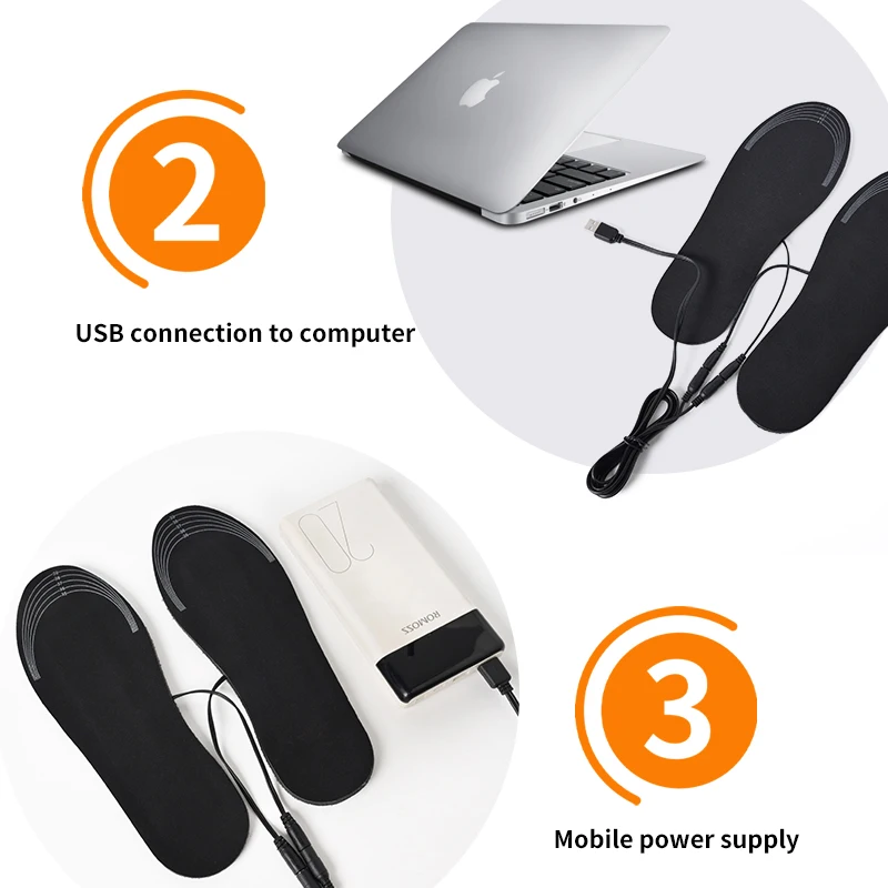 Insoles Heated USB Electric Foot Warming Pad Feet Warmer Pad Mat Winter Outdoor Sports Heating Insoles Winter Warm