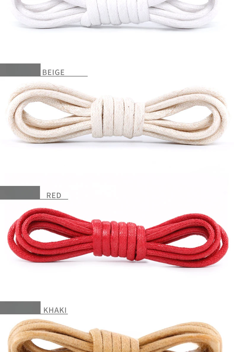 Cotton Waxed Shoelaces Round Rope Shoe laces Boots Laces for Shoes Waterproof Leather Shoelace 60/80/100/120/140/180cm 1Pair