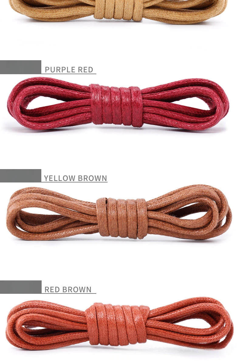 Cotton Waxed Shoelaces Round Rope Shoe laces Boots Laces for Shoes Waterproof Leather Shoelace 60/80/100/120/140/180cm 1Pair