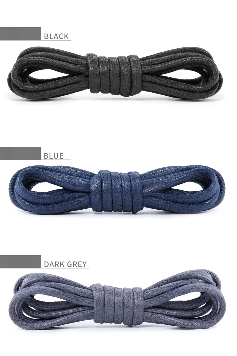 Cotton Waxed Shoelaces Round Rope Shoe laces Boots Laces for Shoes Waterproof Leather Shoelace 60/80/100/120/140/180cm 1Pair